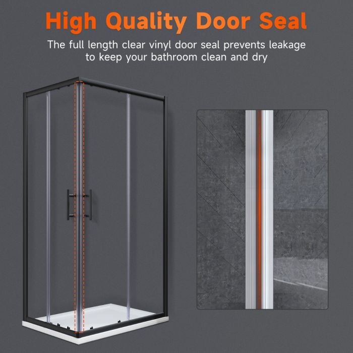 NILE 1000 x 1000mm Black Framed Sliding Corner Entry Shower Enclosure  Shower Cubicle