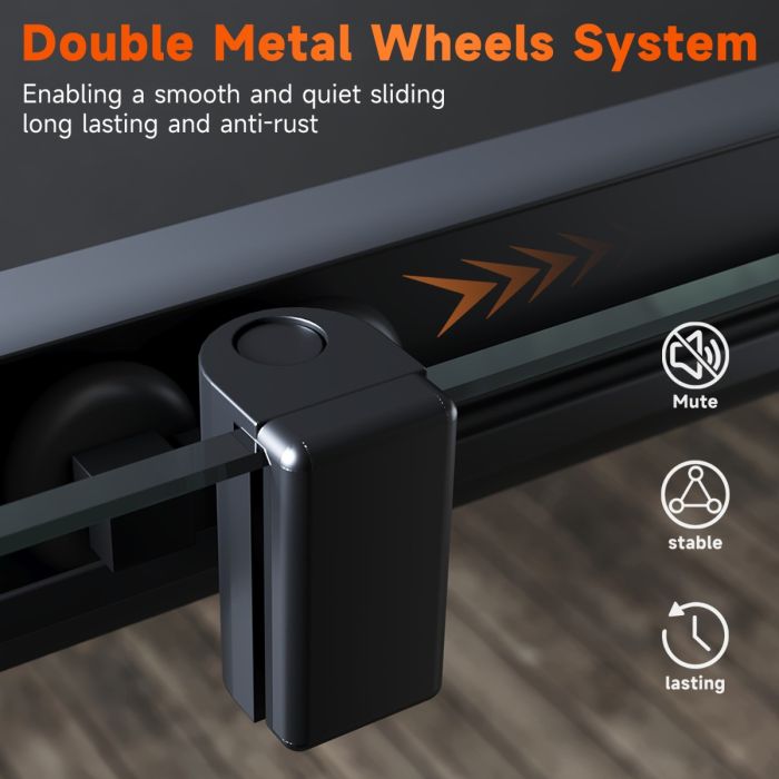 NILE 700 x 900mm Black Framed Sliding Corner Entry Shower Enclosure Shower Cubicle