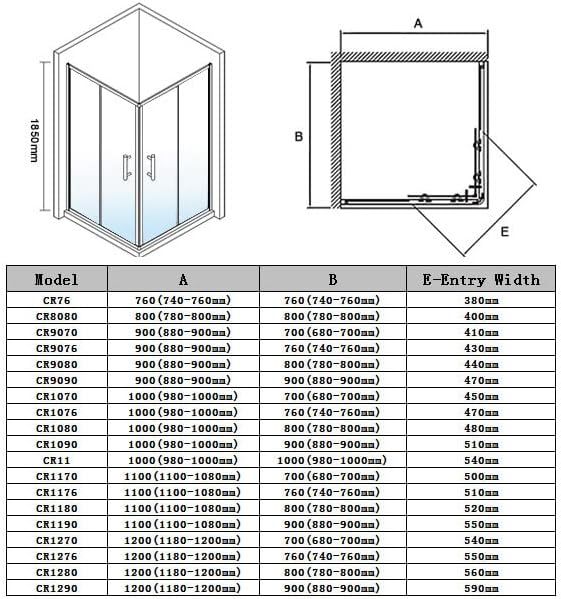 NILE 800 x 900mm Black Corner Entry Shower Enclosure Sliding Shower Cubicle