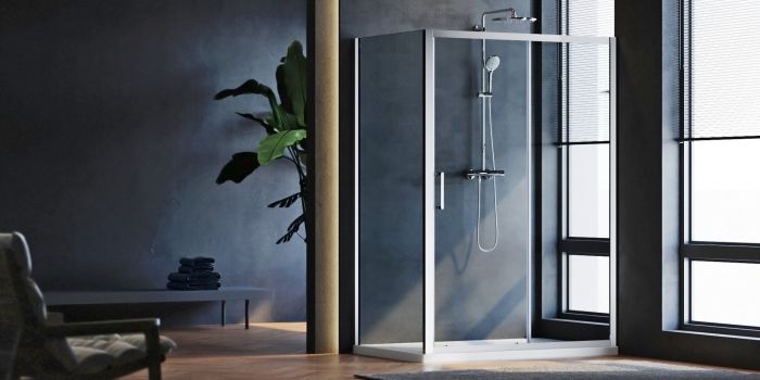 NILE 1200x700mm Sliding Door Shower Enclosure 8mm Easy Clean Nano Glass Shower Cubicle