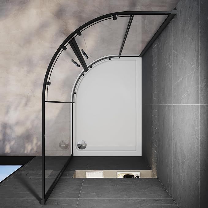 NILE 1000 x 800mm Black Offset Quadrant Shower Enclosure 5mm Tempered Glass