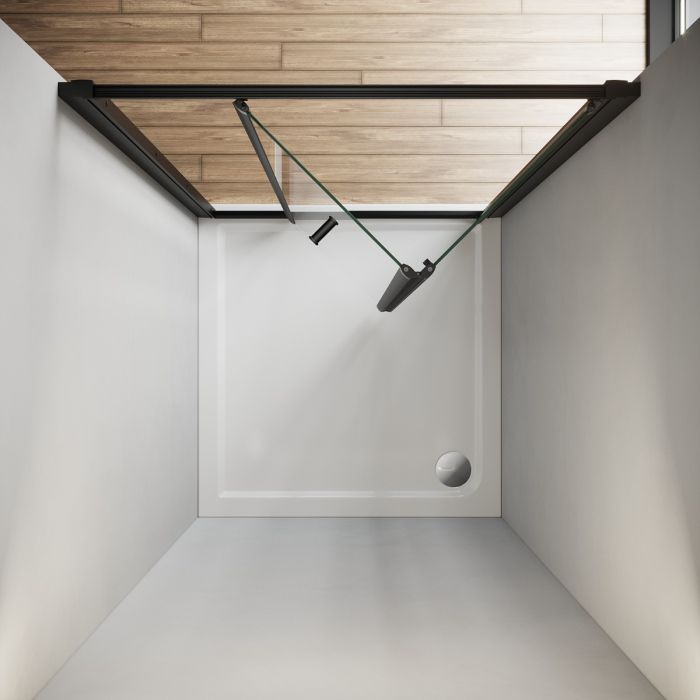 NILE 900mm Black Bi-Fold Shower Door Enclosure Glass Reversible Folding Cubicle