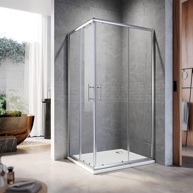 NILE 800 x 700 mm Sliding Corner Entry Shower Enclosure Door Cubicle