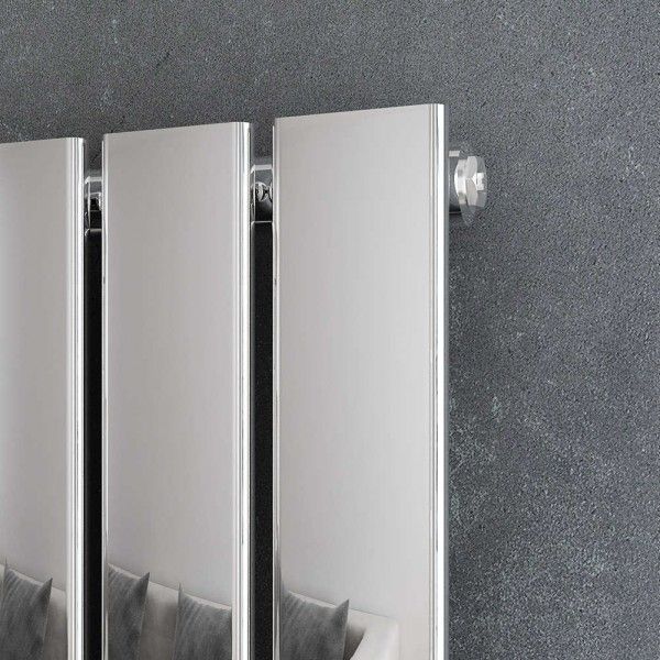 NILE 1800x452mm Designer Chrome Vertical Flat Panel Column Radiator