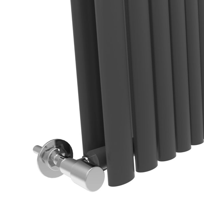 NILE 1800x360 Anthracite Oval Double Panel Slim Designer Radiator Vertical Grey Radiator