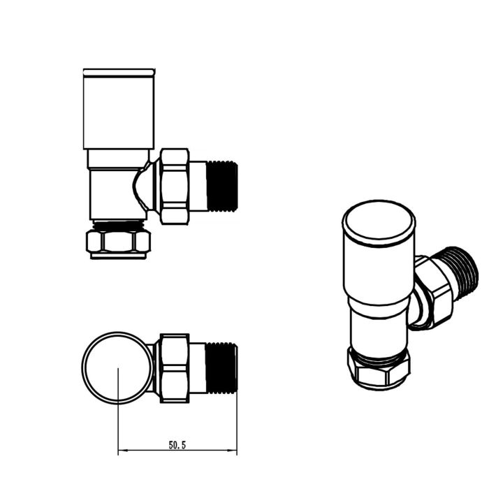 NILE Modern Angled Radiator Valves - Pair