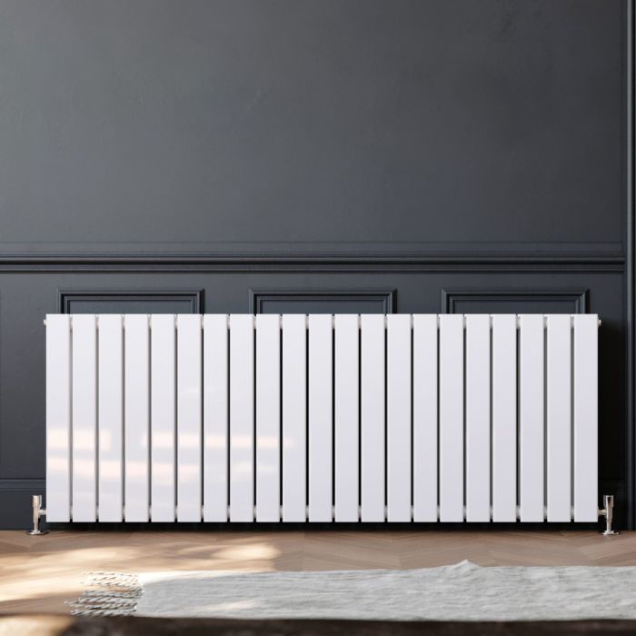 NILE 600 x 1596mm White Double Flat Panel Horizontal Designer Column Radiators