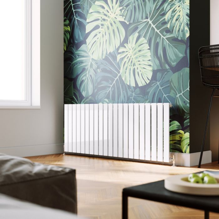 NILE 600 x 1596mm White Single Flat Panel Horizontal Designer Column Radiators