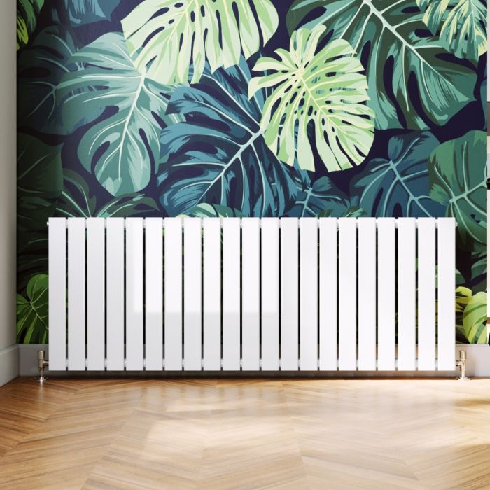 NILE 600 x 1596mm White Single Flat Panel Horizontal Designer Column Radiators