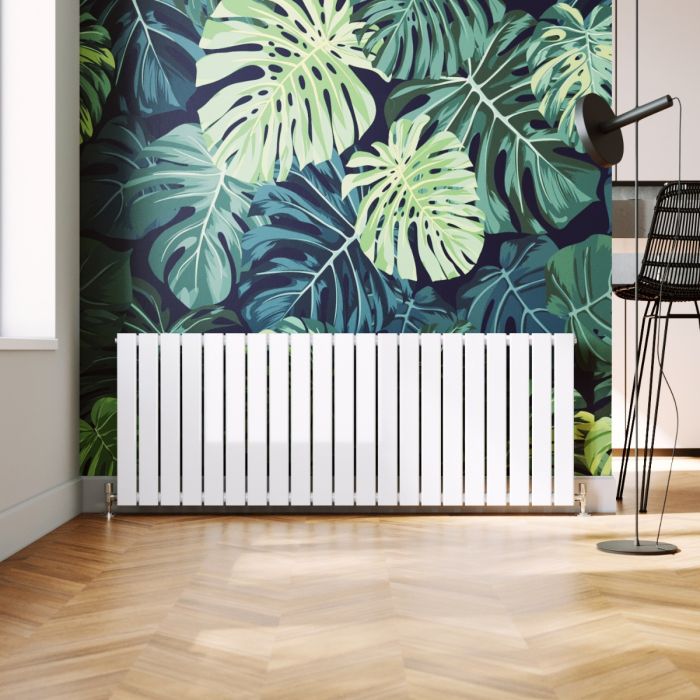 NILE 600 x 1596mm White Single Flat Panel Horizontal Designer Column Radiators