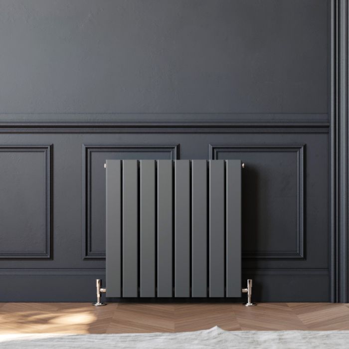 NILE 600 x 600mm Anthracite Double Flat Panel Horizontal Designer Grey Column Radiators