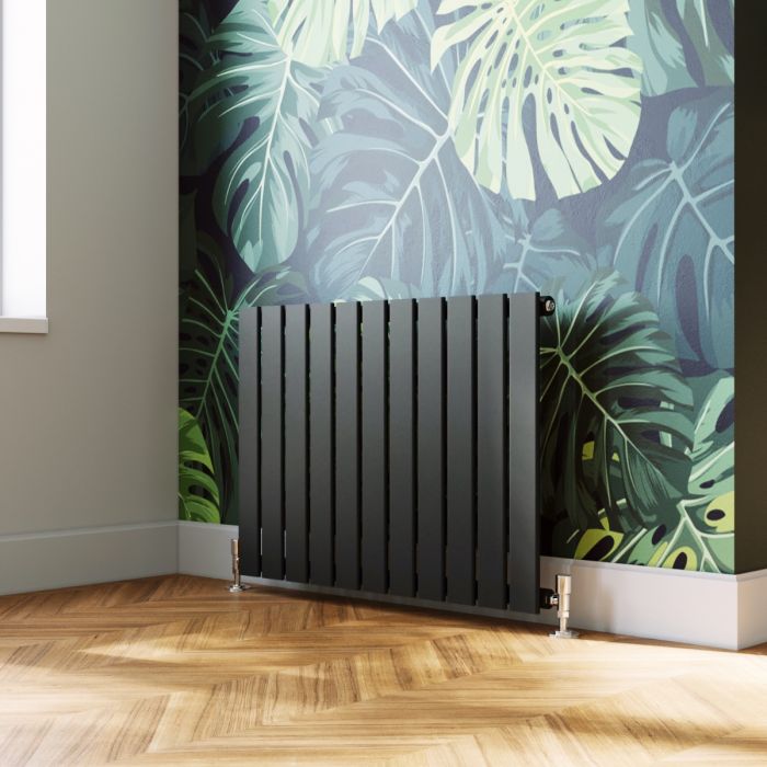 NILE 600 x 836mm Anthracite Single Flat Panel Horizontal Designer Grey Column Radiators