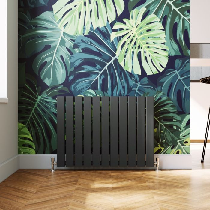 NILE 600 x 836mm Anthracite Single Flat Panel Horizontal Designer Grey Column Radiators