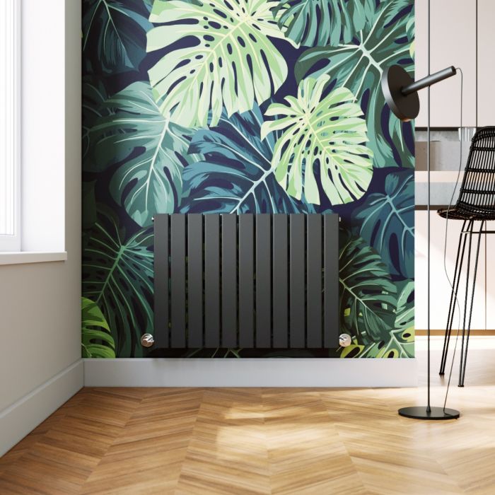 NILE 600 x 836mm Anthracite Single Flat Panel Horizontal Designer Grey Column Radiators