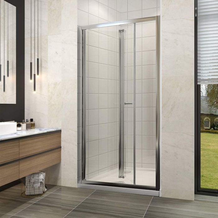 NILE 800mm Framed Bifold Shower Door 5mm Tempered Glass Shower Screen