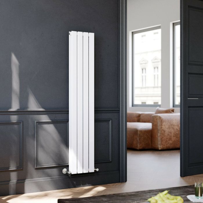 NILE 1600 x300mm Vertical Designer Double White Flat Panel Column Radiator