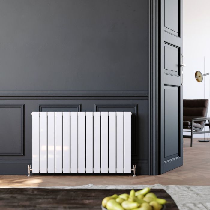 NILE 600x988mm Double White Horizontal Designer Radiator Flat Panel Modern Rads