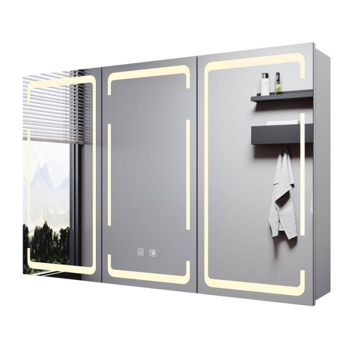 NILE 600mm x 900mm LED Bathroom Mirror Cabinet with Shaver Socket and Demister