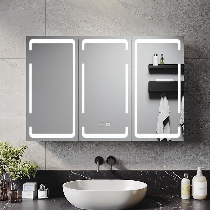 NILE 600mm x 900mm LED Bathroom Mirror Cabinet with Shaver Socket and Demister