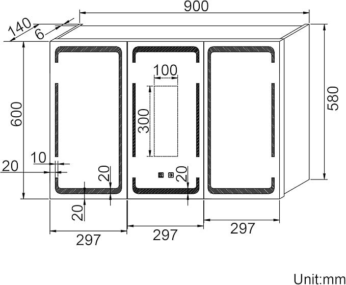 NILE 600mm x 900mm LED Bathroom Mirror Cabinet with Shaver Socket and Demister