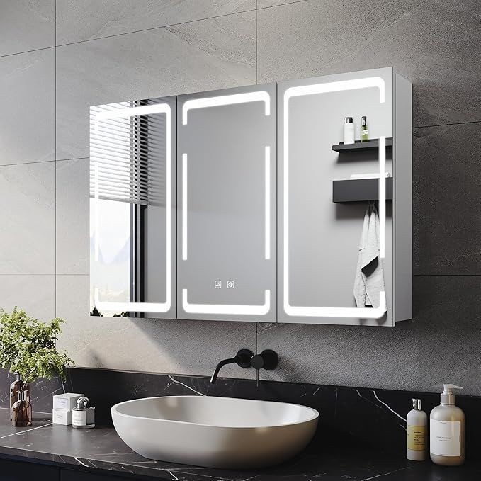 NILE 600mm x 900mm LED Bathroom Mirror Cabinet with Shaver Socket and Demister