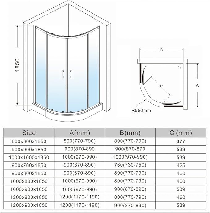 NILE 900x900mm Quadrant/Offset Shower Cubicle Enclosure Sliding Door 6mm