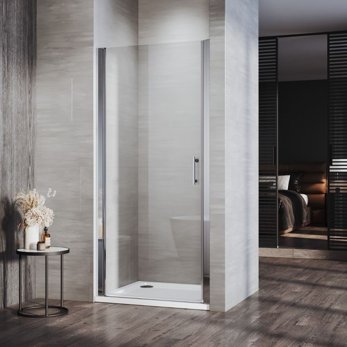 NILE 800mm Frameless Pivot Hinged Shower Door 6mm Tempered Glass Swing Door