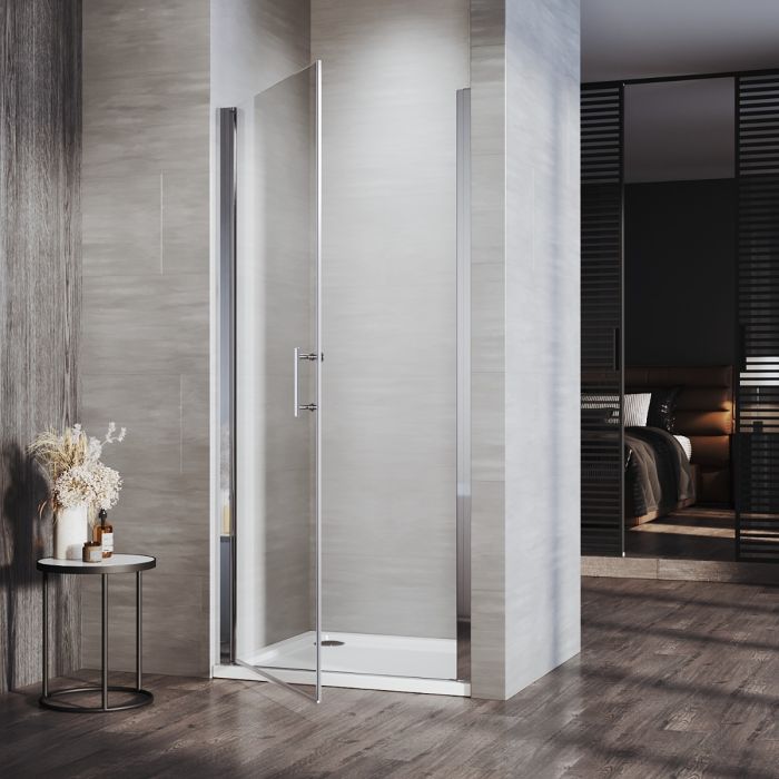 NILE 700mm Frameless Pivot Hinged Shower Door 6mm Tempered Glass Swing Door