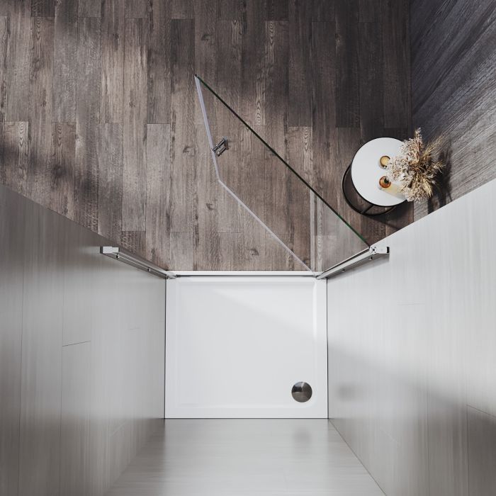 NILE 760mm Frameless Pivot Hinged Shower Door 6mm Tempered Glass Swing Door