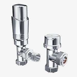 NILE Modern Chrome Thermostatic Angled Radiator Valves