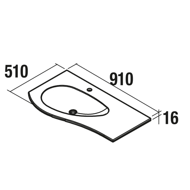 Mam Svelte 900mm Wall Hung Vanity Unit 2 Drawer + Basin - Right Hand Macchiato
