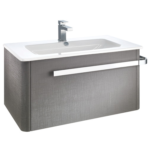 Linen Textured Grey 800mm Wall Mounted Vanity Unit with Basin