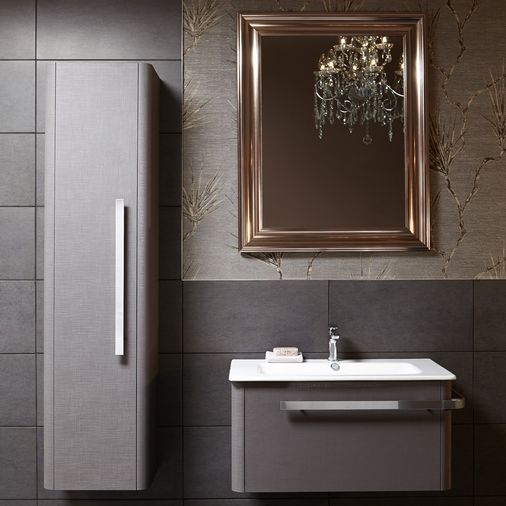 Linen Textured Grey 800mm Wall Mounted Vanity Unit with Basin