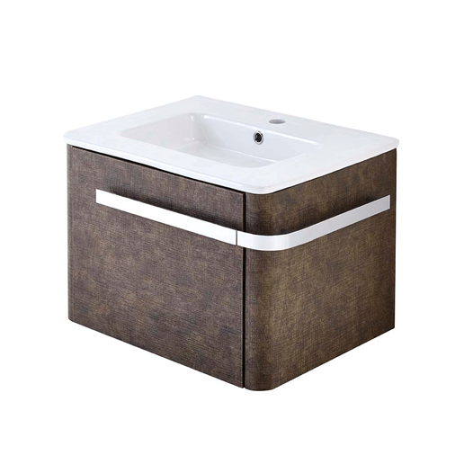 Linen Textured Rust Brown 600mm Wall Mounted Vanity Unit with Basin