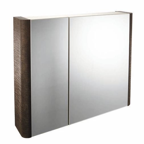 Linen Textured Rust Brown Finish 800mm Mirror Wall Storage Cabinet