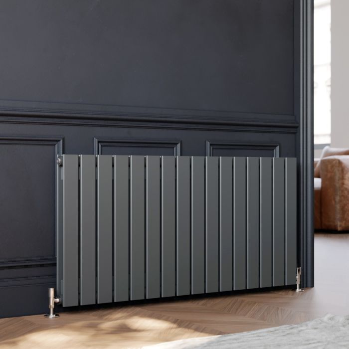 NILE 600x1216mm Anthracite Double Flat Panel Horizontal Designer Grey Column Radiators