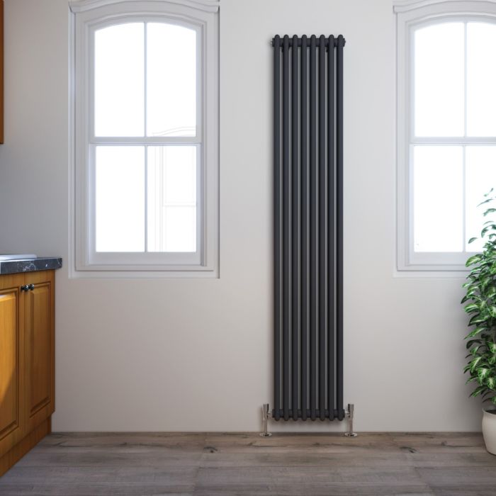NILE Traditional 1800x380mm Anthracite 2 Column Victorian Grey Vertical Radiator