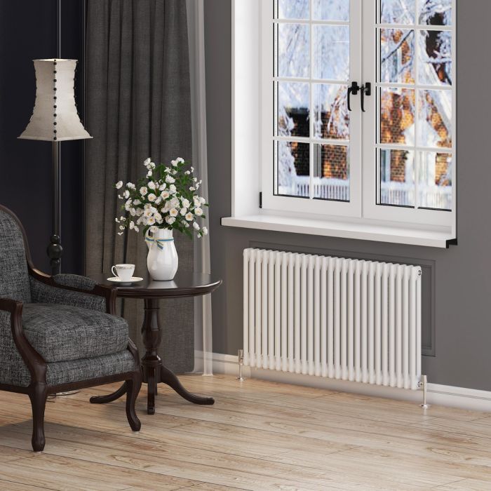 NILE 600x1164mm Horizontal White Traditional Cast Iron Style 2 Column Radiator