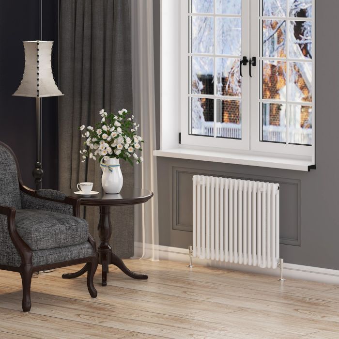 NILE 600x812mm Horizontal White Traditional Cast Iron Style 2 Column Radiator