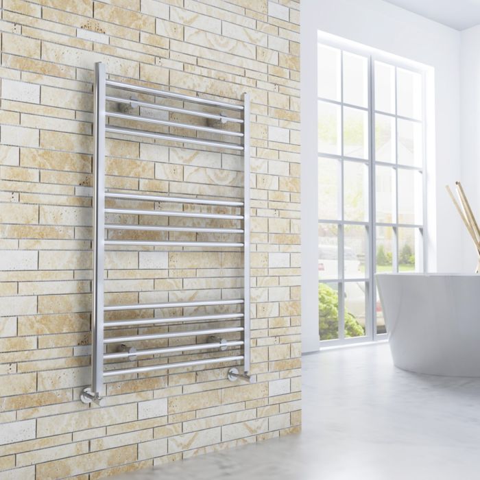 NILE 1000x600mm Straight Chrome Heated Towel Rail Rad Radiator Bathroom Central Heating