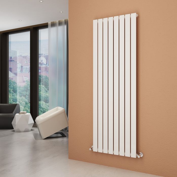 NILE 1800 x 608mm Vertical Column Designer Single White Flat Panel Radiator