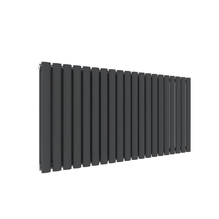 NILE 600x1190mm Double Anthracite Modern Design Grey Oval Panel Horizontal Radiator