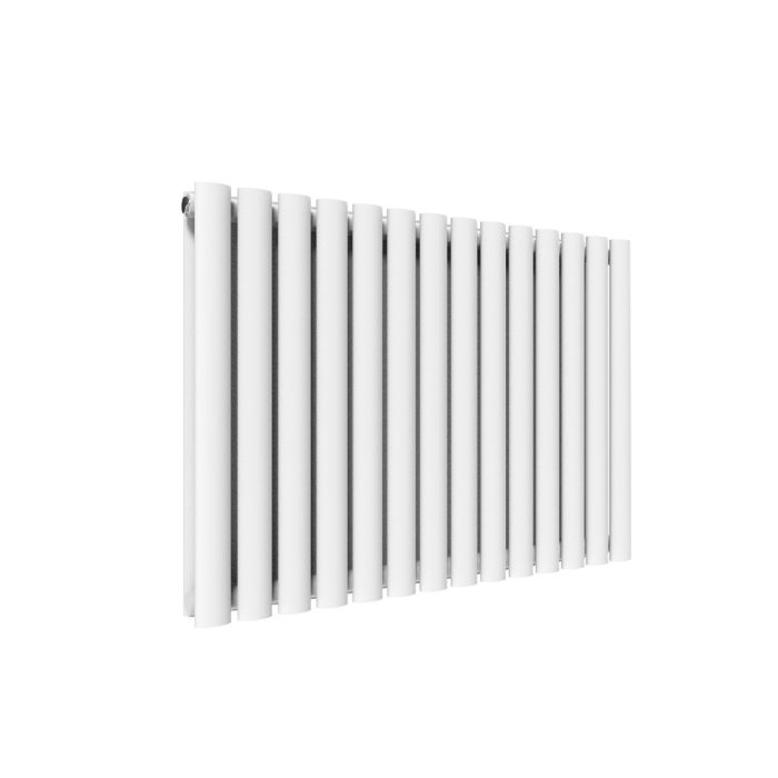 NILE 600 x 830mm Double White Modern Design Oval Panel Horizontal Radiator
