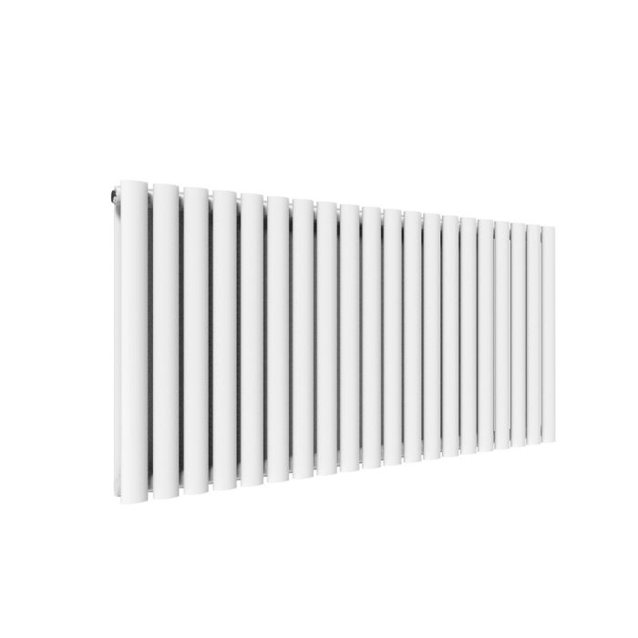 NILE 600x1190mm Double White Modern Design Oval Panel Horizontal Radiator