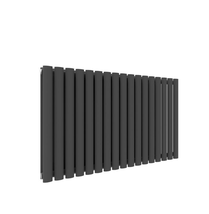 NILE 600x1003mm Double Anthracite Modern Design Grey Oval Panel Horizontal Radiator