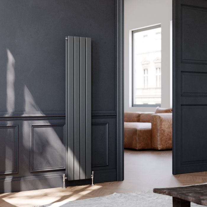 NILE 1600 x300mm Vertical Designer Double Anthracite Flat Panel Grey Column Radiator
