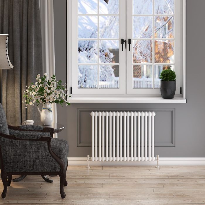 NILE 600x812mm Horizontal White Traditional Cast Iron Style 2 Column Radiator