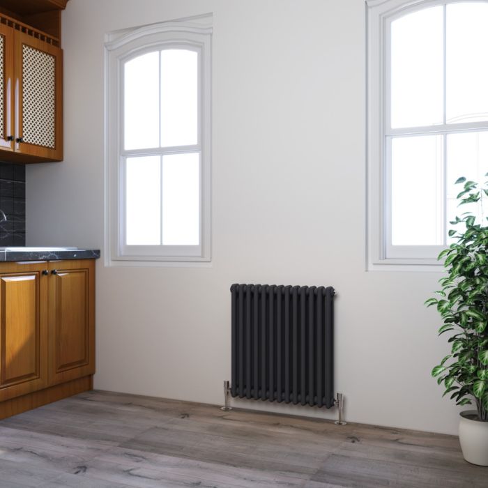 NILE Traditional 600x605 Anthracite Victorian Grey Horizontal Radiator Double Column Radiator