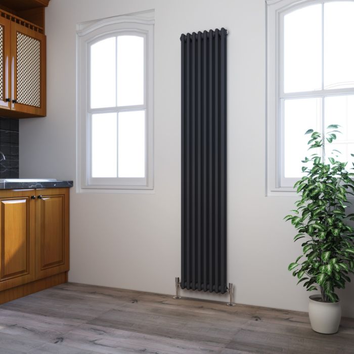 NILE Traditional 1800x380mm Anthracite 2 Column Victorian Grey Vertical Radiator