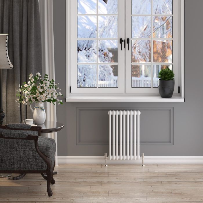 NILE 600x421mm Horizontal White Traditional Cast Iron Style 2 Column Radiator